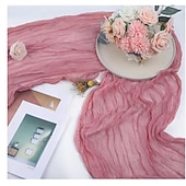 billige Bordduker-boho cheesecloth bordløper lang gasbind romantisk bordløper for bryllup, brudedusjer, babyshower, Thanksgiving, bursdager, spisestue, kommode, fars dag, lærernes dag, hjemmeinnredning