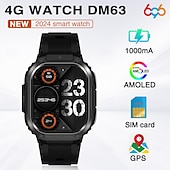 cheap Smart Watches-696 DM63 Smart Watch 2.13 inch 4G LTE Cellular Smartwatch Phone Bluetooth 4G Pedometer Call Reminder Heart Rate Monitor Compatible with Android iOS Men GPS Hands-Free Calls with Camera IP 67 48mm