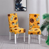 cheap Dining Chair Cover-Stretch Spandex Dining Chair Cover 4/6 Pcs Set, Floral Printed Stretch High Back Dining Chair Cover Slipcover with Elastic Band for Dining Room,Wedding, Ceremony, Banquet,Home Decor