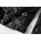 preiswerte Kunstlederjacke-Herren Kunstlederjacke Bikerjacke Vintage Lederjacke Straße Motorrad Thermowarm Tasche Frühling &amp; Herbst Einfarbig Streetwear Lässig Umlegekragen Regulär Kunstleder Schwarz Braun Jacken