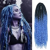 olcso Hajfonatok-24 hüvelykes, 18 szálú szintetikus kétvégű raszta hosszabbítók 3 az 1-ben vegyes göndör végű hippi stílusú boho wavy de dreads fonat raszta hosszabbítókban