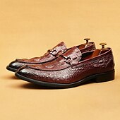 levne Prémiové kožené mokasíny-pánské mokasíny s krokodýlím vzorem z pravé kůže s kovovým kouskem – luxusní slip-on společenské boty pro podnikání, svatby a formální příležitosti