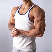 cheap Men&#039;s Active Tees &amp; Tanks-Men&#039;s Running Tank Top Workout Tank Singlet Stripe-Trim Sleeveless Top Athletic Athleisure Summer Cotton Breathable Quick Dry Soft Fitness Performance Active Training Sportswear Activewear Stripes