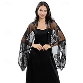 levne Šály a šátky-Přehozy přes ramena Dámské bolerko Zábaly pro svatební hosty Elegantní dámy Bez rukávů Polyester Svatební Bolerka S Flitry Pro Svatební Léto