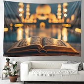 tanie gobelin krajobrazowy-koran eid mubarak ramadan wiszące gobelin meczet wall art duży gobelin mural wystrój fotografia tło koc kurtyna strona główna sypialnia salon dekoracja