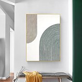 billiga Abstrakta målningar-handmålad 3d väggkonst blå minimalism texturmålning handgjord blå väggkonst blå texturerad oljemålning väggkonstmålning stor blå abstrakt knivmålning redo att hänga eller duk
