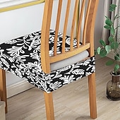 baratos Capa para Cadeira de Jantar-Capas elásticas para assento de cadeira de jantar 1 peça, capas de assento laváveis macias e removíveis com estampa floral para cadeiras de jantar, protetor de capa de assento para sala de jantar