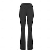 cheap Plain Leggings-Women&#039;s Pants Trousers Casual Daily Full Length High Waist Plain Side Pockets Wide Leg Breathability Comfortable Stretchy Daily Wear Going out Black White Blue Khaki Spring &amp;  Fall