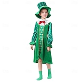 cheap Kids' Clothing-St. Patrick 2026 Shamrock Irish Carnival Cosplay Costume Outfits Cosplay Kid's Boys' Girls' Carnival Masquerade Saint Patrick's Day Party Masquerade Easy Carnival Costume Dress Up