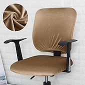 abordables Housse de fauteuil de bureau-Housse de chaise de bureau en velours, housse de chaise de bureau d&#039;ordinateur, élasthanne extensible, anti-poussière, universelle, rotative, pivotante, housse de protection, ensemble de 2 pièces,