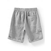 cheap Luxury Linen Pants-100% Linen Men&#039;s Shorts Linen Shorts Summer Shorts Pocket Drawstring Elastic Waist Plain Breathable Comfortable Short Daily Vacation Going out Classic Casual Black Navy Blue