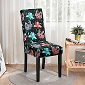 economico Fodera per sedia da pranzo-fodera per sedia da pranzo in spandex elasticizzato 1 pezzo, fodera protettiva per sedia elasticizzata stampata floreale fodera per sedile con elastico per sala da pranzo, matrimonio, cerimonia,