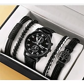 cheap Quartz Watches-Men&#039;s 4pcs/Set Quartz Watch for Men Analog Quartz Retro Stylish Chronograph Alloy Nylon Sport Style Watches