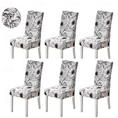 cheap Dining Chair Cover-Stretch Spandex Dining Chair Cover 4/6 Pcs Set, Floral Printed Stretch High Back Dining Chair Cover Slipcover with Elastic Band for Dining Room,Wedding, Ceremony, Banquet,Home Decor