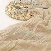 billige Bordduker-boho cheesecloth bordløper lang gasbind romantisk bordløper for bryllup, brudedusjer, babyshower, Thanksgiving, bursdager, spisestue, kommode, fars dag, lærernes dag, hjemmeinnredning
