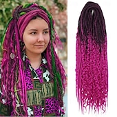 olcso Hajfonatok-24 hüvelykes, 18 szálú szintetikus kétvégű raszta hosszabbítók 3 az 1-ben vegyes göndör végű hippi stílusú boho wavy de dreads fonat raszta hosszabbítókban