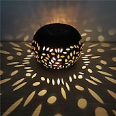 baratos Luzes e lanternas de caminho-Mesa solar ao ar livre luzes do jardim dança cintilação chama lâmpada retro lâmpada de metal para pátio jardim caminho quintal decoração iluminação 1x