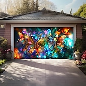 levne Kryty garážových vrat-motýli z barevného skla venkovní kryt garážových vrat banner krásné velké pozadí dekorace pro venkovní garážová vrata domácí nástěnné dekorace akce party průvod