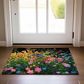 billige Dørmatter-maleri blomster dørmatte gulvmatter vaskbare tepper kjøkkenmatte sklisikre oljetett teppe innendørs utendørs matte soverom dekor baderomsmatte inngangsteppe
