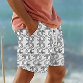 cheap Animals &amp; Birds-Men&#039;s Dragon Swim Shorts Board Shorts Swimming Trunks Mid Waist Punk &amp; Gothic Vacation Party Holiday Drawstring with Mesh lining Elastic Waist Designer Clothing Apparel
