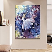 voordelige Schilderijen van mensen-abstract danser olieverfschilderij handgeschilderde kunst aan de grote muur wit ballet schilderij boho muur decor aangepaste schilderij mooi meisje schilderij op canvas voor woonkamer slaapkamer
