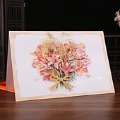 cheap Stickers-Handmade Dried Flowers Greeting Cards Thank You Card Birthday Party Graduation Wedding Invitation Anniversary Card Flower Bouquet Card for Wife Valentine Mom Day Gift