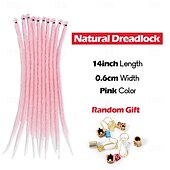 abordables Crocheter les cheveux-Extensions de dreadlocks synthétiques fines de 14 pouces 0,6 cm 20 brins extension de dreadlocks reggae courte à une extrémité rose dreads loc 14