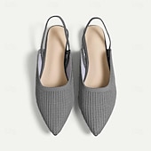 cheap Women&#039;s Flats-Women&#039;s Sandals Flats Plus Size Flyknit Shoes Outdoor Work Daily Striped Flat Heel Pointed Toe Classic Casual Comfort Walking Knit Loafer Elastic Band Almond Black Yellow