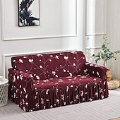 billiga Sofföverdrag-blommigt tryckt sofföverdrag stretch överdrag med kjol, mjukt slitstarkt sofföverdrag 1 st spandex tyg tvättbart möbelskydd passar fåtölj sits/lovesat/soffa/xl soffa/l form soffa
