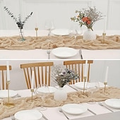 billige Bordduker-boho cheesecloth bordløper lang gasbind romantisk bordløper for bryllup, brudedusjer, babyshower, Thanksgiving, bursdager, spisestue, kommode, fars dag, lærernes dag, hjemmeinnredning