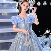 preiswerte Märchen-Motto-Kleider-kinderkleidung Mädchen Party Kleid Feste Farbe Ärmellos Leistung Hochzeit Gitter Prinzessin Süß Gitter Mitte der Wade Etuikleid Tüll-Kleid Blumenmädchenkleid Sommer Frühling Herbst 2-12 Jahre Rosa