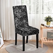 economico Fodera per sedia da pranzo-fodera per sedia da pranzo in spandex elasticizzato 1 pezzo, fodera protettiva per sedia elasticizzata stampata floreale fodera per sedile con elastico per sala da pranzo, matrimonio, cerimonia,