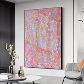 preiswerte Blumen-/Botanische Gemälde-handgemaltes abstraktes rosafarbenes Blumenölgemälde auf Leinwand, handgefertigtes Blumenölgemälde, Wandkunst, Gemälde, moderne Malerei, Frühlingskunstwerk, Wanddekoration für Wohnzimmer,