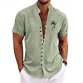 economico Piante tropicali-Per uomo Albero di cocco Piante tropicali Camicia Camicia hawaiana Camicia Aloha Manica corta Camicia Colletto alla coreana Di tendenza Streetwear Originale Esterno Da mare Strada verde 1# Verde 2
