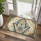 preiswerte Fußmatten-Hamsa-Hand-Ramadan-Fußmatte, Fußmatten, waschbare Teppiche, Küchenmatte, rutschfester, ölbeständiger Teppich, Innen- und Außenmatte, Schlafzimmerdekoration, Badezimmermatte, Eingangsteppich