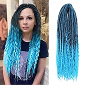 olcso Hajfonatok-24 hüvelykes, 18 szálú szintetikus kétvégű raszta hosszabbítók 3 az 1-ben vegyes göndör végű hippi stílusú boho wavy de dreads fonat raszta hosszabbítókban