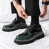 abordables Semi-formel-chaussures oxford à plateforme en similicuir verni pour hommes avec semelle crantée épaisse - chaussures formelles et décontractées élégantes pour le bureau, les événements et les fêtes