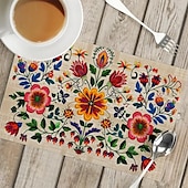 cheap Placemats &amp; Coasters &amp; Trivets-1PC Ethnic Pattern Placemat Table Mat 12x18 Inch Table Mats for Party Kitchen Dining Decoration