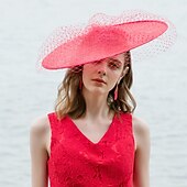 abordables Sombreros de fiesta-sombreros sombreros sombrero de lino sombrero de sol sombrero de velo boda fiesta de té elegante boda con tul tocado sombreros