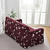 billiga Sofföverdrag-blommigt tryckt sofföverdrag stretch överdrag med kjol, mjukt slitstarkt sofföverdrag 1 st spandex tyg tvättbart möbelskydd passar fåtölj sits/lovesat/soffa/xl soffa/l form soffa