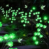 economico Luci paesaggistiche-20 decorazioni a led per il giorno di San Patrizio, luci solari per pali di trifoglio, luci per alberi di trifoglio per esterni, con regali per feste, luci solari da giardino, per San Patrizio. decorazione esterna per il giorno di san patrizio