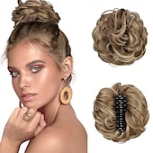 abordables Chignons-extensions de chignon de cheveux en désordre pour les femmes pince à griffe queue de cheval postiches extensions synthétiques ondulés bouclés chignon en désordre pièce de cheveux chignon postiches