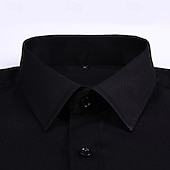 economico Camicie eleganti da uomo-Per uomo Camicia Camicia estiva Camicie Camicia con bottoni Nero Bianco Blu marino Blu Manica lunga Liscio Bavero Matrimonio Da mare Abbigliamento Cotone Misto cotone Di tendenza Informale Comodo