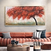 cheap Abstract Paintings-Mintura Handmade Red Tree Landscape Oil Paintings On Canvas Wall Art Decoration Modern Abstract Pictures For Home Decor Rolled Frameless Unstretched Painting