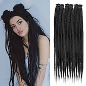 abordables Crocheter les cheveux-Extensions de dreadlocks de 24 pouces 20 brins hippie à extrémité unique dreads 0,6 cm de largeur extensions loc style reggae cheveux au crochet synthétiques pour femmes et hommes