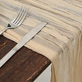 billige Bordduker-boho cheesecloth bordløper lang gasbind romantisk bordløper for bryllup, brudedusjer, babyshower, Thanksgiving, bursdager, spisestue, kommode, fars dag, lærernes dag, hjemmeinnredning