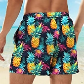 cheap Food &amp; Drinks-Men&#039;s Pineapple Swim Trunks Swim Shorts Board Shorts Mid Waist Vacation Hawaiian Holiday Vacation Holiday Beach Drawstring with Mesh lining Elastic Waist Designer Clothing Apparel