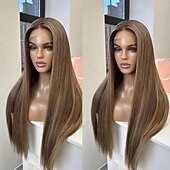 levne Paruky z přírodních vlasů se síťkou ofina-remy lidské vlasy 13x4 krajka přední paruka volná část brazilské vlasy hedvábně rovné hnědé paruka 130% 150% hustota přírodní vlasová linie 100% panenský pro ženy dlouhé lidské vlasy krajková paruka