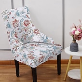 Stretch Wingback Chair Cover Slipcover Floral Printed,Reusable Arm Chair Protector Cover for Dining Room Banquet Home Decor Spandex Fabric Machine Washable Hand Washable 17