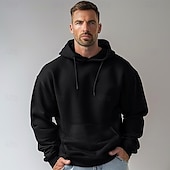 abordables Sudaderas y Sudaderas Elite para Hombres-Hombre Sudadera Negro Blanco Con Capucha Plano Deporte Diario Festivos Algodón Ropa de calle Fresco Casual Primavera &amp; Otoño Ropa Sudaderas con capucha Sudaderas Manga Larga